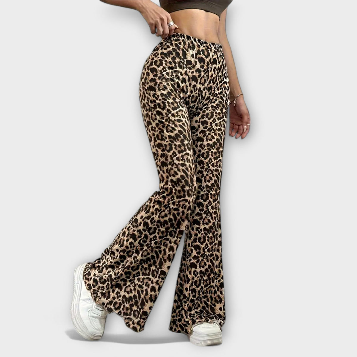 Berenice - Calças bootcut leopardo