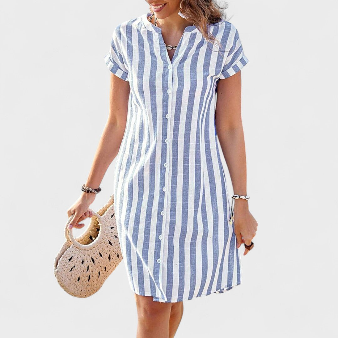 Martina - Vestido de camisa às riscas elegante