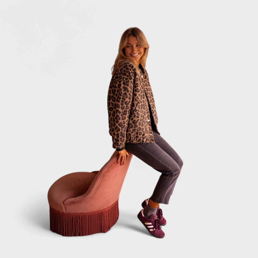Rosa - Casaco moderno com padrão leopardo